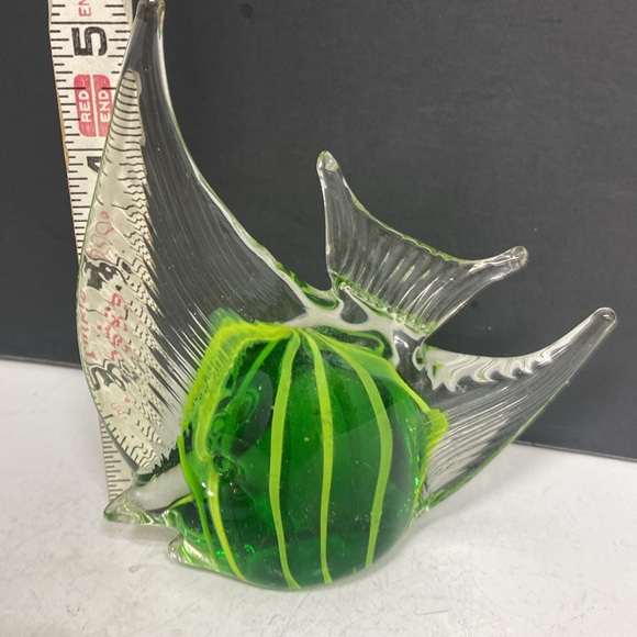 Handblown Glass Fish Paperweights Red Green Pair - Picture 11 of 15